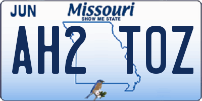 MO license plate AH2T0Z