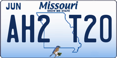 MO license plate AH2T2O