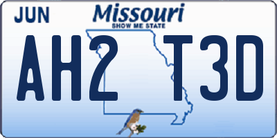 MO license plate AH2T3D