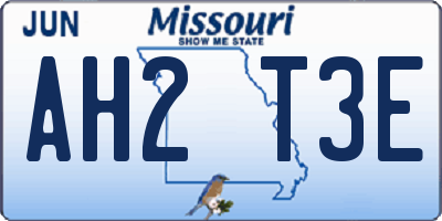 MO license plate AH2T3E