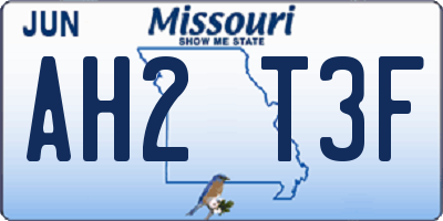 MO license plate AH2T3F