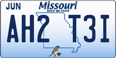 MO license plate AH2T3I