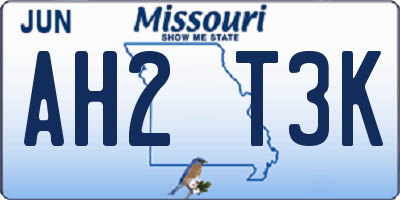 MO license plate AH2T3K