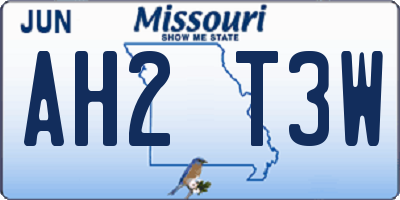 MO license plate AH2T3W