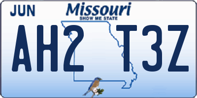 MO license plate AH2T3Z