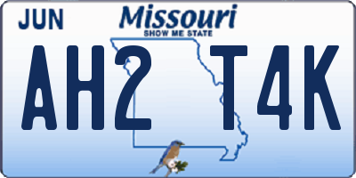 MO license plate AH2T4K