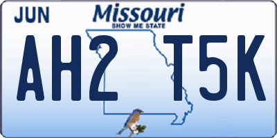MO license plate AH2T5K