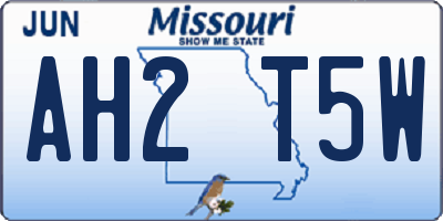 MO license plate AH2T5W