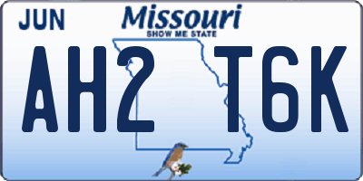 MO license plate AH2T6K