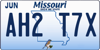 MO license plate AH2T7X