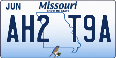 MO license plate AH2T9A