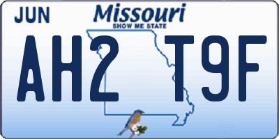 MO license plate AH2T9F