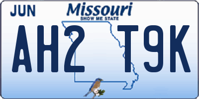 MO license plate AH2T9K