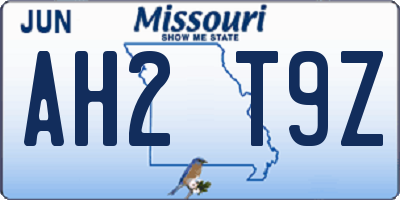 MO license plate AH2T9Z