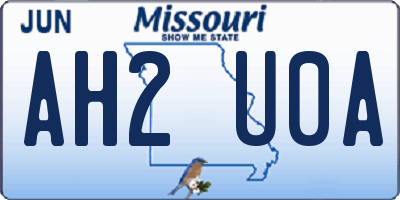 MO license plate AH2U0A