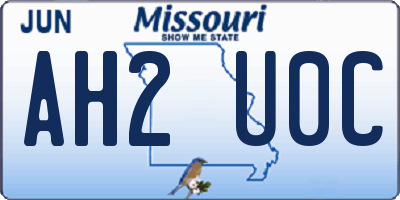 MO license plate AH2U0C