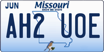 MO license plate AH2U0E