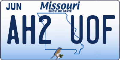 MO license plate AH2U0F