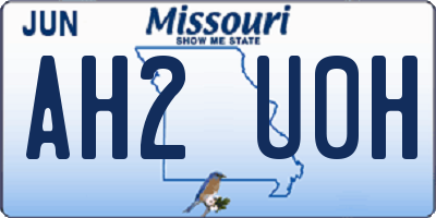 MO license plate AH2U0H