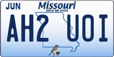 MO license plate AH2U0I