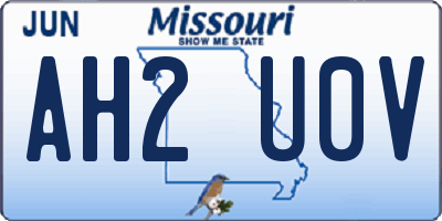 MO license plate AH2U0V