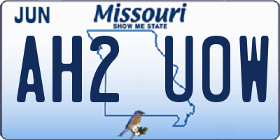MO license plate AH2U0W