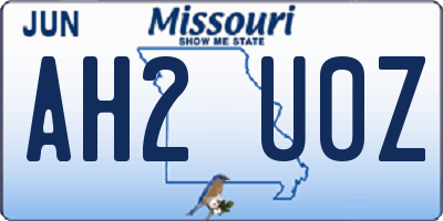 MO license plate AH2U0Z