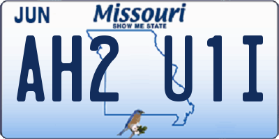 MO license plate AH2U1I