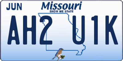 MO license plate AH2U1K