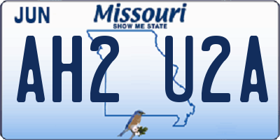 MO license plate AH2U2A