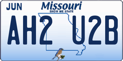 MO license plate AH2U2B