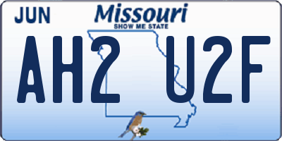 MO license plate AH2U2F