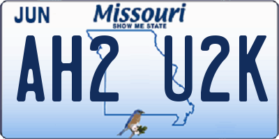 MO license plate AH2U2K