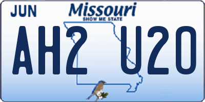 MO license plate AH2U2O