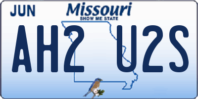 MO license plate AH2U2S