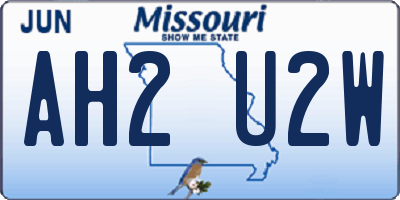MO license plate AH2U2W