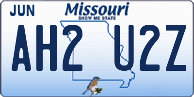 MO license plate AH2U2Z