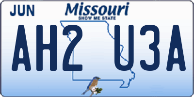 MO license plate AH2U3A