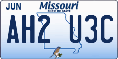 MO license plate AH2U3C