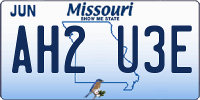 MO license plate AH2U3E