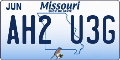 MO license plate AH2U3G