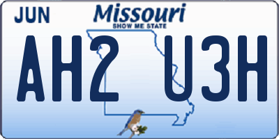 MO license plate AH2U3H