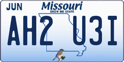 MO license plate AH2U3I