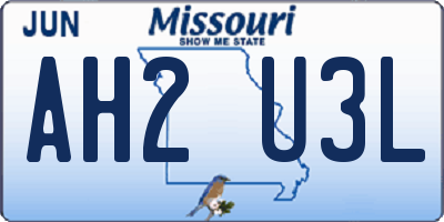 MO license plate AH2U3L
