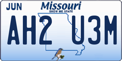 MO license plate AH2U3M