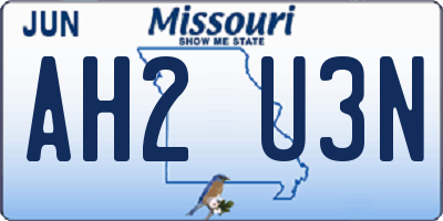 MO license plate AH2U3N