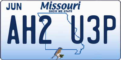 MO license plate AH2U3P