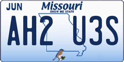 MO license plate AH2U3S
