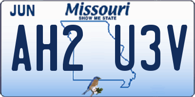 MO license plate AH2U3V