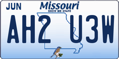 MO license plate AH2U3W